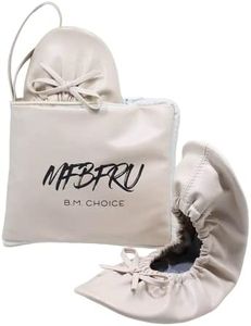 MFBFRU Women's Foldable Portable Travel Ballet Flat Roll Up Slipper Shoes with Expandable Matching Purse for High Heels Folding Womens Shoes, Nude, Medium