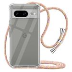 YESPURE Clear Case for Google Pixel 8 Neck Cord Adjustable Crossbody Strap Phone Case for Women Transparent Soft TPU Anti Scratch Shockproof Protective Cover for Google Pixel 8 - Rainbow Yellow