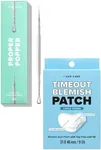 I Dew Care Dual-Tip Pimple Popper - Proper Popper, 1 EA + Hydrocolloid Acne Pimple Patch - Timeout Blemish Chin & Cheeks, 9 Count (31 x 46 mm) Bundle