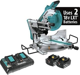 Makita XSL04PTU 18V X2 LXT Lithium-Ion (36V) Brushless Cordless 10" Dual-Bevel Sliding Compound Miter Saw Kit, Aws & Laser (5.0Ah)