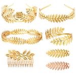 7pcs Goddess Leaf Headband, Greek Goddess Bridal Hairband, Laurel Leaves Crown Gold Leaf Branch Crown Greek Goddess Headpiece Accessories, Romantic Grecian Goddess Costume Accessories ââ‚¬â€œ Gorgeous