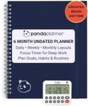 Panda Planner Ultimate 6-Month Productivity Planner with Focus Timer – Undated Spiral Planner with Monthly, Weekly & Daily Pages for Goal Setting, Gratitude & Habit Tracker – Navy