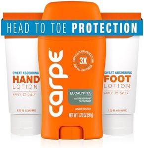 Carpe Antiperspirant Underarm, Hand & Foot Lotion Bundle, Head to Toe Sweat Protection for Hands, Feet, and Underarm, Dermatologist Recommended