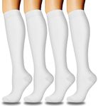 Aoliks White Compression Socks for Women & Men,15-20 mmHg Circulation Socks for Travel Support Hiking