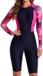 Women's One Piece Long Sleeve Rash Guard Knee High Bathing Suits Swimsuit Sport Surfing Wear Athletic Swimwear