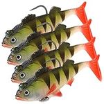 WHPromLang 4Pcs Pike Fishing Lures Fishing Baits Soft Lures for Bass Trout Freshwater Saltwater Fishing Tackle