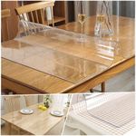 PVC Table Protector Clear Table Cloth Transparent Waterproof PVC Table Cover 1.5mm Thick Wipeable Desk Pad for Dining Room (90 x 140 cm)