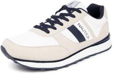 Nautica Men's Casual Lace-Up Walking Shoe, White Navy Grey-outfall 3, 6 UK
