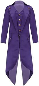 TiaoBug Kids Boys Renaissance Steampunk Costume Gentleman Tailcoat Tuxedo Jacket Coat Halloween Cosplay Party Fancy Dress Up Purple 10 Years