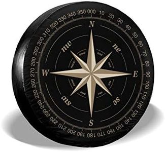 Compass Rose Black Spare Tire Cover UV Sun Wheel Covers Fit for Jeep,Trailer, RV, SUV and Many Vehicle 15 Inch