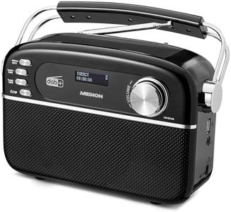 MEDION E66809 Dab Plus Portable Solar Radio (Design rétro, Panneau Solaire, Bluetooth, Dab+ FM, Batterie intégrée, Port USB, AUX, minuteur de Mise en Veille, antenne télescopique) Noir