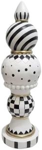 Haunted Hill Farm 4-Ft Halloween Finial Black White Polkadot, Checker Swirl