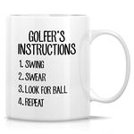 Retreez Funny Mug - Golfer's Instructions Swing Swear Look for Ball Repeat Golf 11 Oz Ceramic Coffee Mugs - Funny, Sarcastic, Inspirational birthday gifts for man, friends, coworkers, siblings, dad