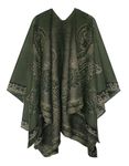 Urban CoCo Women's Color Block Shawl Wrap Open Front Poncho Cape, Series 29-dark Green, One Size