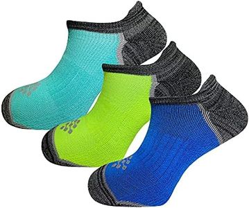 True Energy Women's No Show Tab Running Socks with Infrared Thread- Pain Relief & Circulation Help, (3-Pack) Black with Royal Blue/Neon/Turquoise (S/M)