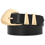 XZQTIVE Women's Leather Belts for Jeans Dress Pants Black Brown Belts for Women Ladies Waist Belts with Gold Buckle, Black(golden Buckle), Fits Waist 28"-33"