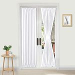 DWCN French Door Curtains – Rod Pocket Thermal Blackout Curtain for Doors with Glass Window, Kitchen and Patio Doors for Privacy, 25 X 80 Inches Length, 1 Curtain Panel with Tieback, Pure White