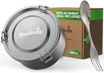 Blockhütte Stainless Steel Lunch Box For Adults I 40oz I Spork and Sealing Set I Airtight Leakproof Lunch Container I Large Bento Box Metal Stackable I Perfect for Gifts, Travel, Work BPA-FREE