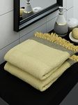 Athom Living Ecosaviour Premium Cotton Bath Towel Waffle Yellow (Pack of 2)