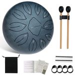 Steel Tongue Drum, 6 Inch 11 Note Tongue Drum D Major Beginner Hand Drum Percussion Steel Instrument Handpan Steel with Beaters Drumsticks for Musical Education Concert Yoga Beginners