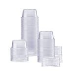 [100 Sets - 2 oz.] Disposable Portion Cups With Lids, Souffle Cups, Jello Shot Cups, Condiment Sauce Containers