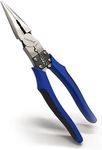 Needle Nose Pliers-KAIHAOWIN 9" Heavy Duty Chrome-Vanadium Steel Long Nose Pliers-Crimper Winding Pinching Function Side Cutters-Multitools Industrial Combination Wire Stripper Cutters for Mechanics