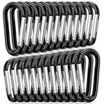 STURME 2" Aluminum D Ring Carabiners Clip D Shape Spring Loaded Gate Small Keychain Carabiner Clip Set Outdoor Camping Mini Lock Snap Hooks Spring Link Key Chain Durable Improved 24 PCS, Black