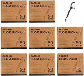 Natural Dental Floss Picks High Toughness Charcoal Toothpicks Sticks-Vegan,Eco-Friendly Sustainable Flossers for Teeth Cleaning (8PCS)