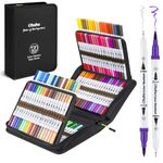 Ohuhu Brush Pen Set 120 Multicolor Dual Tip Brush Pens Brush & Fine Tip Drawing Pens Water-Based Coloring Markers For Kids Artist Calligraphy Sketching Bullet Journal With Carrying Case-Maui