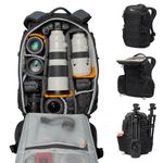 Lowepro ProTactic BP 450 AW III - Black, 28L Volume, Professional Camera Backpack with All-Weather Protection, Modular Accessories
