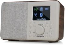 MangoKit SR10 Internet Radio,WiFi Radio,Podcast Player, Bluetooth Speaker, Smart Radio, Portable FM Radio, Mains and Battery Powered Radio, Color Display,Dual Alarms, Presets,App Control-Walnut