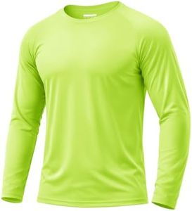 Boladeci Fishing Shirts for Men UPF 50 Long Sleeve Sun Protection UV Long Sleeve Shirts for Men Workout Athletic Mens Tee Rash Guard Green XL Apparel
