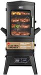 Electric Smoker with Cover, LED Display Build in Meat Probe Large Capacity BBQ Smokers, 4 Racks Smoke More with 633 sq in Cooking Area, Black