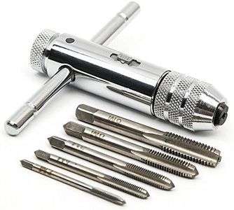 QISF Maschi a mano Set, 5 Pezzi Maschi per filettare M3/4/5/6/8 HSS Maschi per filettare Utensili a mano con Giramaschi Regolabile per Maschi e filiere