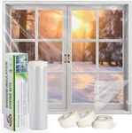FLYZZZ Window Insulation Kit - 62x393in Window Insulation Kit for Winter with Widen Double-Sided Tape, Thickened Plastic Window Covering for Winter Can Insulates 10 Windows