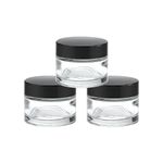 Happy Packaging 30 Ml Clear Round Empty Glass Cosmetic Cream Container | Jars With Black Cap And White Inner Lids For Creams| Balms | Face Scrub | Body Cream Etc (6)