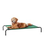 amazon basics Large Elevated Cooling Mesh Fabric Pet Dog Cot Bed - 51 X 31 X 8 Inches, Green