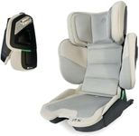 My Babiie Compact Folding Highback Booster Car Seat - ISOFIX, 100-150cm (Approx. 4-12 Years, Group 2/3), i-Size R129, Adjustable, Portable, Child high Back seat, 8 Position Headrest - Stone