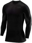 TCA Men's SuperThermal Compression Base Layer Top Long Sleeve Thermal Under Shirt - Black Stealth, XL