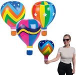 Hot Air Balloons (18") 3 Styles Multicolor Inflatable Balloons, Great Kids Party Favor, Fun Colors, Theme Party, Gift (3 Designs, 3 Pack)