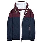 Mens Windbreakerer Jacket Water-Resistant Lightweight Hooded Wind Breaker Burgundy Navyblue size S