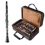 EASTROCK Clarinet Bb Flat 17 Nickel Keys Clarinet with 2 Barrels,Case,Stand,Carekit and More