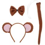SHERCHPRY 3 Piece Brown Monkey Head with Tie and Tail Kids Brown Monkey Costume Set Halloween Role Play Costume Party Accessories