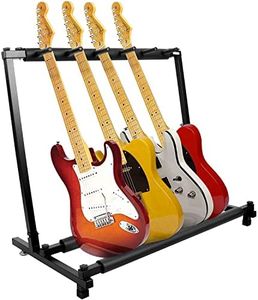 Kuyal 5 Holder Guitar Stand,Multi-Guitar Display Rack Folding Stand Band Stage Bass Acoustic Guitar, Black