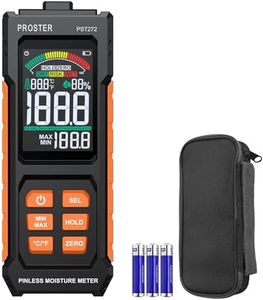 Proster Pinless Damp Meter for Walls - Wood Moisture Meter with Tri-Colour Bar Chart & Visual & Sound Alerts Non-Invasive Moisture Detector for Drywall Masonry Hardwood SoftWood Detects up to 20mm