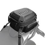 Rhinowalk Motorcycle Tail Bag Expandable Hard Shell Motorcycle Travel Luggage 12L-18L Waterproof All Weather/Trunk/Rack Bag with Sissy Bar Straps - Matt Black