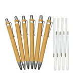 Lopenle 30PCS Natural Bamboo Pens 1.0mm With 30 PCS Replaceable Refills Black Ink Ballpoint Pens For School Office Home Stationery Christmas Party Birthday