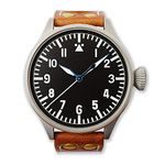 Jenova 1940 B-Uhr 47 Pilot Automatic Swiss Made Steel Black Leather Vintage Men's Watch