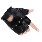 Accmor Kids PU Leather Fingerless Gloves, Kids Sports Gloves, Kids Cycling Gloves, Gloves for 4-8 Years Old Kids, Boys, Girls