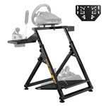 Steering Wheel Stand Fits Handbrake, High Compatible Racing Wheel Stand Compatible with Logitech G920 G29 G25 G23, Foldable Sim Steering Racing Stand with 31 Holes Wheel Panel & 26 Holes Shifter Panel